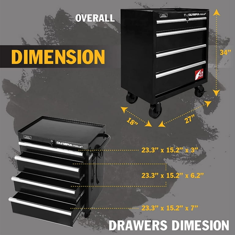 Olympia Tools 4 Drawer Tool Cabinet 27 Inch Rolling Tool Cabinet