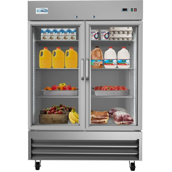 KoolMore 54 in.  Two-Glass Door Commercial Reach-in Refrigerator Cooler with LED Lighting - 47 Cu. ft.