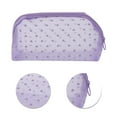 thumbnail image 4 of 1 Pc Mesh Flocking Heart Pattern Makeup Bag for Vacation Business Travel Purple Mesh Fabric, 4 of 6