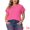 Hot Pink, variant on Unique Bargains Women's Plus Size Round Neck Lace Panel Blouses 4X Purple