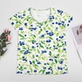 thumbnail image 4 of Blueberries White Background Green Leaves Women's Blouse Short Sleeve Women's Top T-Shirt Spring Summer Clothes, 4 of 7