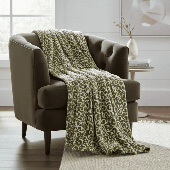 Home Soft Things Flannel Velvet Throw - Nika - Military Olive - 60" x 70"