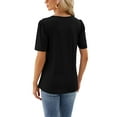 thumbnail image 2 of Bellella T-Shirts d'Été pour Femmes, T-shirt Uni à Col Rond, T-shirt Décontracté à Manches Courtes, Chandail à Enfiler, T-shirt pour Dames, Noir, TG, 2 of 3