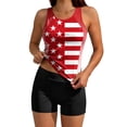 thumbnail image 4 of Tbopshirt Summer Tankini Swimsuits for Women Two Piece with Padded Bra Tummy Control 4th of July Sleeveless Crew Neck Casual Printed Bathing Suits, 4 of 8