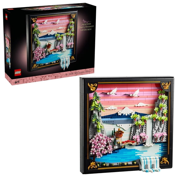 LEGO Art Japanese Cherry Blossom Landscape Building Set for Adults - Room Decoration & Gift for Women & Men, Ages 18 - Framed Wall Decor, Stand or Hang to Display - 31218