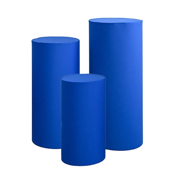 3x cubiertas de pedestal de postre cilíndricas Cubiertas de soporte de pedestal cilíndrico Pedestal cilíndrico azul oscuro