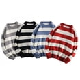 thumbnail image 5 of Suéter de cuello redondo a rayas para hombre, estilo invernal, suéter de punto holgado, suéter informal de estilo moderno, 5 of 5
