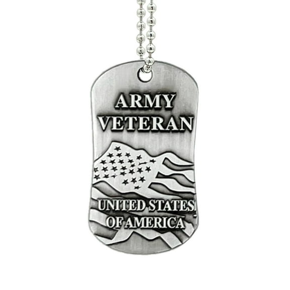 U.S.Army Veteran Antique Finish Dog Tag Necklace-Joshua 1:9 (4 Pack) by Shields of Strength
