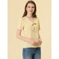 thumbnail image 2 of INSPIRE CHIC Blouse Droite Ample à Col en V à Nouer Imprimée pour Femme Jaune P, 2 of 5