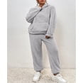 thumbnail image 3 of BONIXOOM Christmas Pajamas Pajamas For Women Loungewear Drawstring Long Sleeve Solid Sleepwear Sets Gray XL, 3 of 5