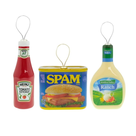 Heinz, Spam, and Hidden Valley Ranch Ornaments 3 pack