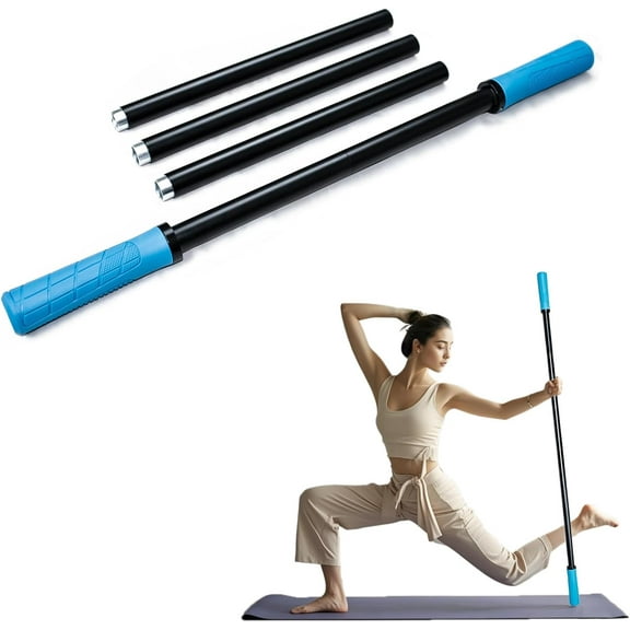 Yoga Stick 5 ft Sturdy Steel, Adjustable Stretching Stick for Mobility, Flexibility and Balance, Versatile Exercise Stick with 5 Steel Rods & rubber Handles