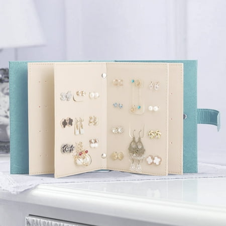 earring jewelry holder storage organizer case earrings hold stud ear portable pu leather pretty pairs capable box travel