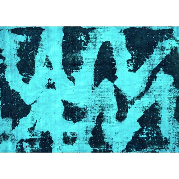 Ahgly Company Machine Washable Indoor Rectangle Abstract Turquoise Blue Modern Area Rugs, 5' x 7'