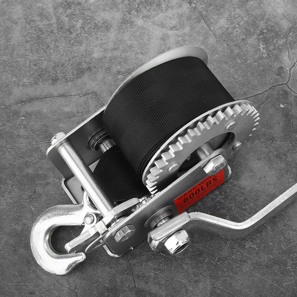 Greensen Winch, Gear Hand Winch,600lbs Hand Winch Crank 6m Polyester