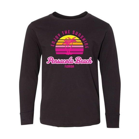 Inktastic Summer Enjoy the Sunshine Pensacola Beach Florida in Pink Long Sleeve Youth T-Shirt