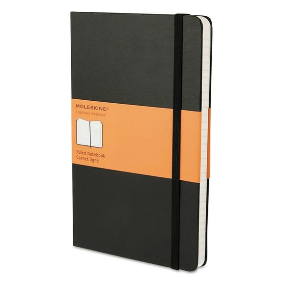 Moleskine Hard Cover Notebook, Ruled, 8 1/4 x 5, Black Cover, 192 Sheets -HBGMBL14
