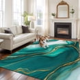 thumbnail image 2 of Large Area Rugs for Living Room Bedroom, Teal Marble 8'x10' Rug Washable Carpet Runner Indoor Outdoor, Modern Gradient Abstract Gold Fluid Art Non Slip Floor Mats Rug for Kitchen, Patio, 2 of 8