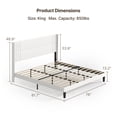 thumbnail image 3 of King Platform Bed Frame with Wingback Headboard, Wood Slat Support, Noise-Free, No Box Spring Needed, 850 lbs, White, 3 of 10
