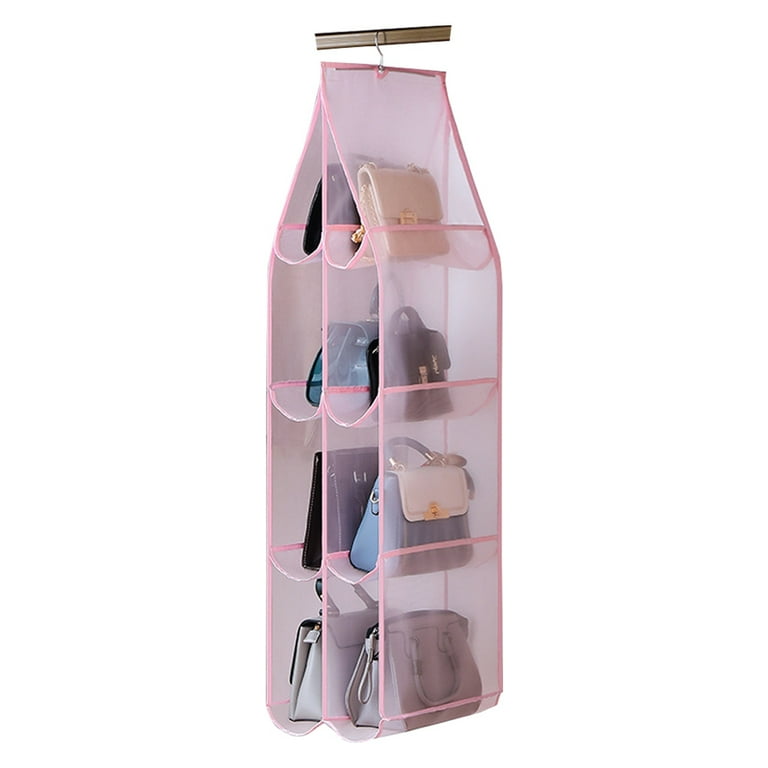 Clear Pockets Over Door Organizer for Handbags Caps Accessories pink G73231