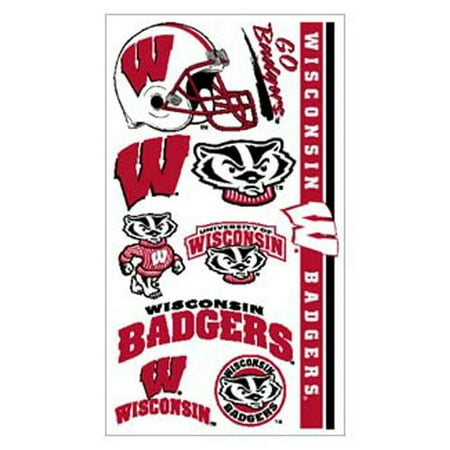 10 Pack Tattoo - Wisconsin Badgers Temporary Tattoo Face Decals 10 Pack