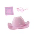 thumbnail image 2 of Sombrero de vaquero,Sombrero vaquero occidental de ala ancha para hombres,adolescentes y adultos,Sombrero de para mujer,niña,fiesta,carnaval,al aire libre,Accesorios para disfraces Rosa, 2 of 10