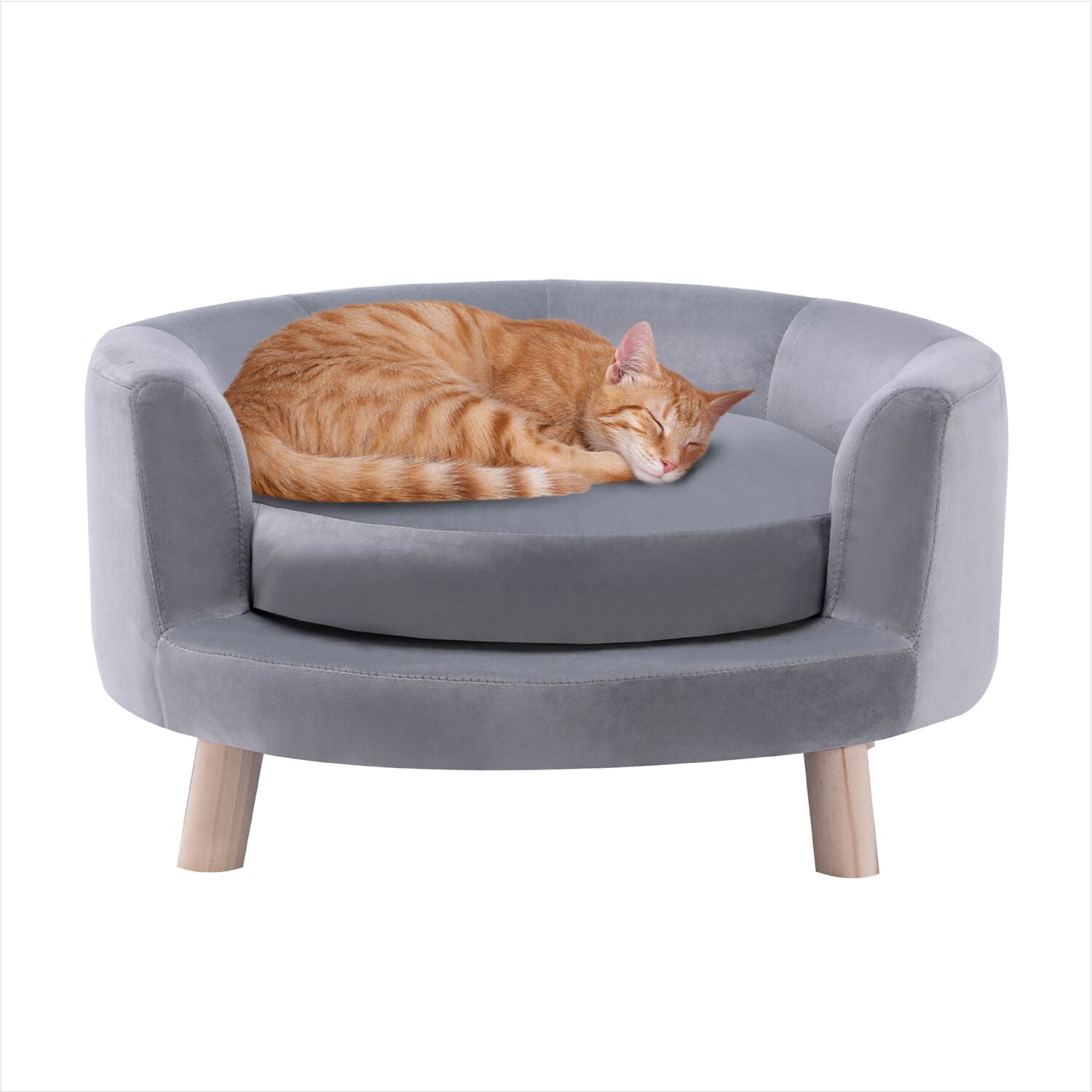 Critter Sitters 28 in. Elegant Gray Faux-Velvet Circular Pet Bed