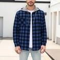 thumbnail image 2 of LNWUY Men's Flannel Hoodie Shirts Casual Button Down Plaid Shirt Jackets for Men Long Sleeve Stylish Hooded with Pocket Blue XXL, 2 of 7