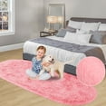 thumbnail image 4 of CozyDesg Oval Area Rugs,Ultra Soft Modern Throw Rugs for Bedroom，Small Area Rugs,2.6*5.3ft Shag Fluffy Carpet for Bedside Home Decor,Pink, 4 of 8