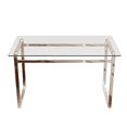 thumbnail image 2 of Tcbosik 51" Modern Dining Table with Glass Top and Metal Legs for Kitchen, Living Room, Silver, 2 of 10