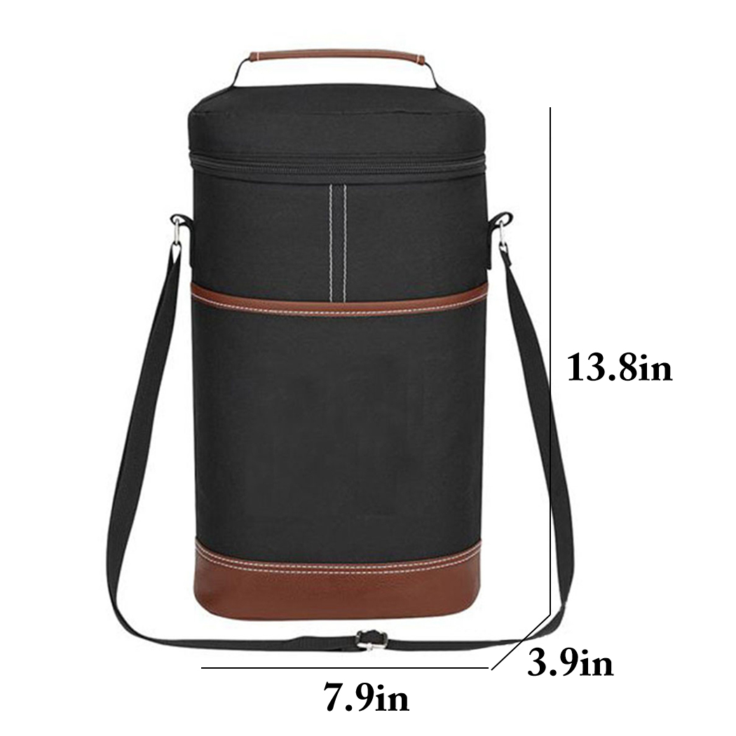 Sac Isotherme Pour Vin – 2 Bouteilles – Portable, étanche – Pour Voyage, Pique-nique – Noir, Bleu Marine, Gris