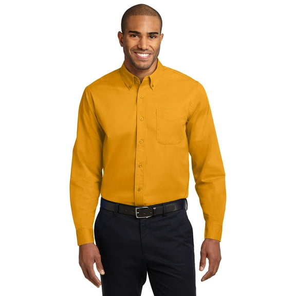 Port Authority Extended Size Long Sleeve Easy Care Shirt-7XL (Athletic Gold/Light Stone)