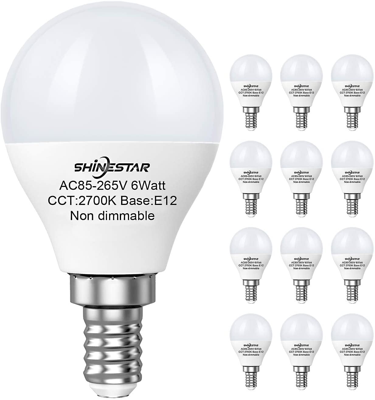 Twelve 12X E12 LED Bulbs Candelabra Bulb Soft White 3W=25Watt ea replacement 