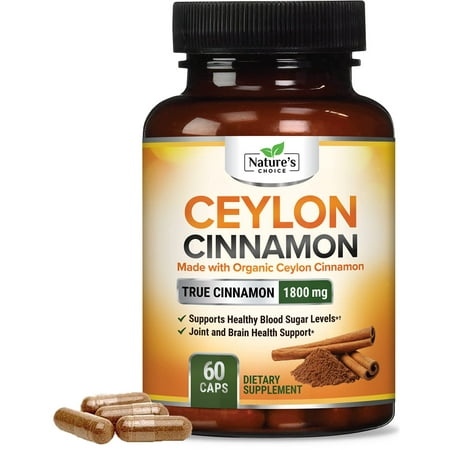 Nature's Choice Certified Natural Organic Ceylon Cinnamon (Made with Organic Ceylon Cinnamon) 1800mg, 60 Ct.