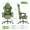 thumbnail image 3 of Huracan Velvet Fabric Gaming Chair Ergonomic Office Chair with Footrest High Back Gamer Chiar for Adults Video Gaming Chair with Massage Lumbar Cushion PC Gaming Chair for Home Office,Green, 3 of 10