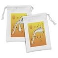 thumbnail image 1 of Music Note Fabric Pouch Set of 2, Joy in the Air as the Sunsets Piano Keys Floating, Small Drawstring Bag for Toiletries Masks and Favors, 9" x 6", Yellow Orange, by Ambesonne, 1 of 2