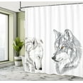 thumbnail image 5 of Ambesonne Wolf Shower Curtain, Sketchy Portraits Wildlife, 69"Wx84"L, Beige Grey Orange, 5 of 5