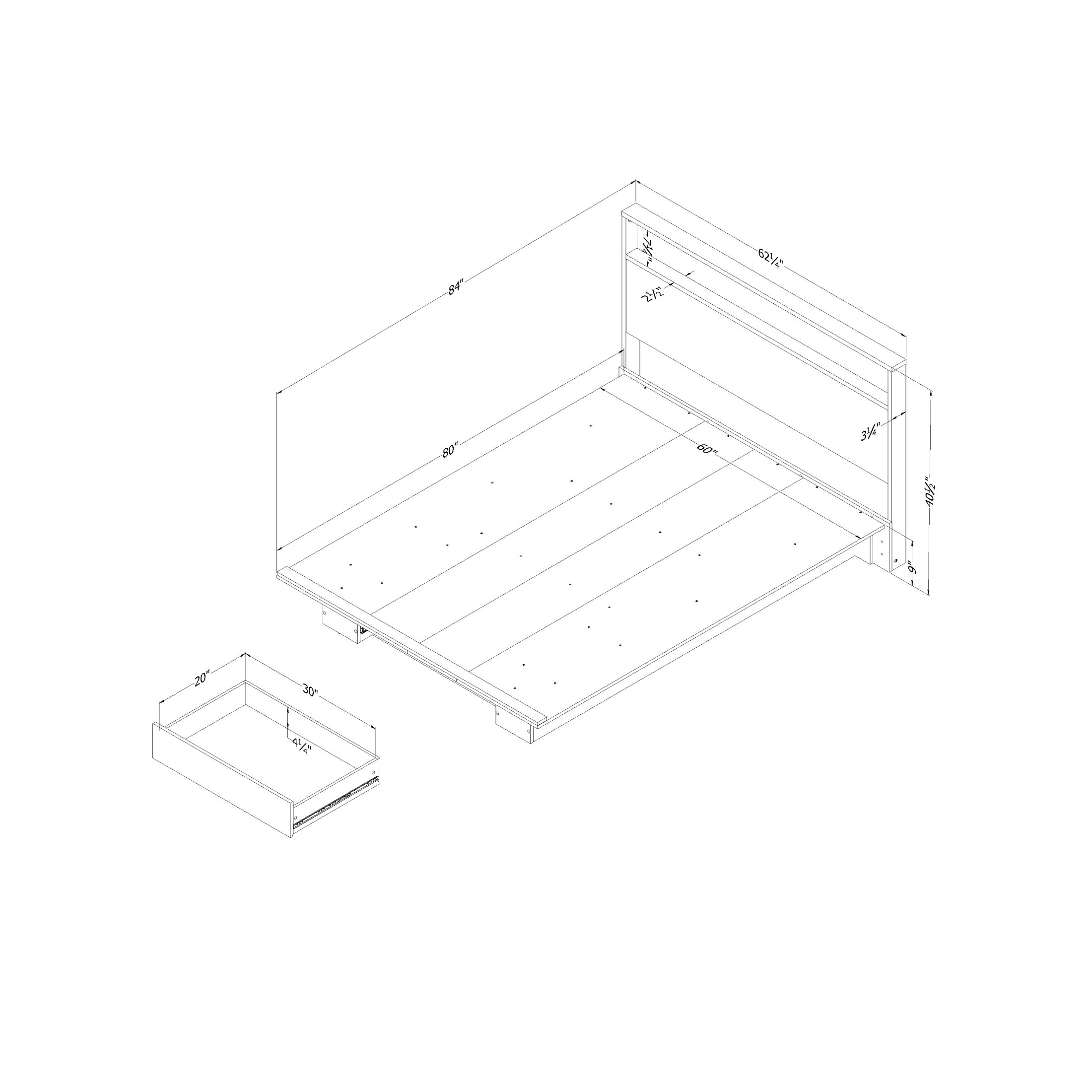 South Shore Musano, Urban Modern Bed, Full/Queen Brown