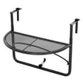 thumbnail image 1 of Outsunny Adjustable Balcony Hanging Railing Table, Metal Mounting Mini Wall Desk Storage Rack, Outdoor Flower Stand Serving Table Half Round, Black, 1 of 10