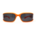 thumbnail image 2 of Polarized Unique Curved Side Visor Lens Narrow Rectangle Sunglasses Orange Black, 2 of 4