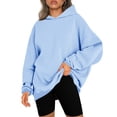thumbnail image 2 of Jinhomg Womens Oversized Sweatshirt Fall Winter Casual Loose Solid Pullover Hoodie Vacation Lightweight Comfy Long Sleeve Hooded Sweatshirts Light Blue M, 2 of 6