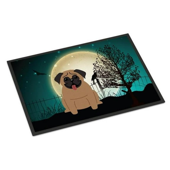 Halloween Scary Pug Brown Door Mat