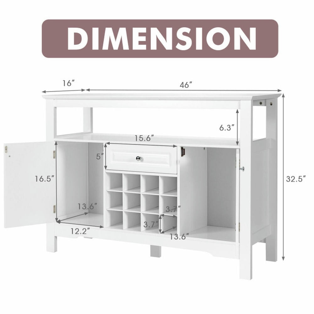 Finihen Kitchen Storage Cabinet, Buffet Sideboard, Elegant Classical Multifunctional Wooden Wine Cabinet Table, for Dining Room, Kitchen, Living Room, White Finihen Kitchen Storage Cabinet, Buffet Sideboard, Elegant Classical Multifunctional Wooden Wine Cabinet Table, for Dining Room, Kitchen, Living Room, White