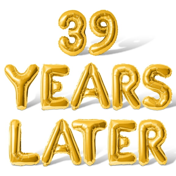 Letter Balloons - 39 YEARS LATER 16" Inch Alphabet Letters Foil Mylar Balloon 39th Birthday Party Banner (Gold)
