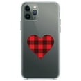 thumbnail image 1 of DistinctInk Clear Shockproof Hybrid Case for iPhone 13 (6.1" Screen) - TPU Bumper Acrylic Back Tempered Glass Screen Protector - Buffalo Heart - Red Black Plaid, 1 of 2