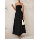 thumbnail image 4 of Vestido largo PRETTYGARDEN para mujer 2025, elegante, sin tirantes, negro, 4 of 7