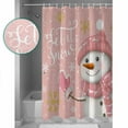 thumbnail image 4 of Blush Pink Snowman, Bathroom Curtain 72 Inch Shower Curtain with Hooks, Christmas Gold Snowflake Waterproof Polyester Bath Curtain Washable Bathtub Curtain 66''x 72'', 4 of 6