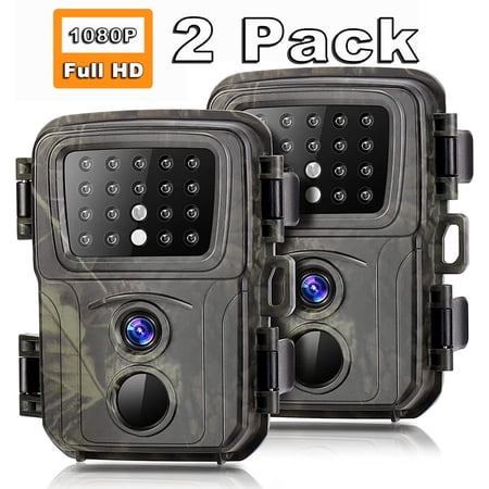 SuntekCam Trail Camera [2 Pack]with 32GB SD Card 20MP 1080P Game Camera Hunting Camera with Low Glow Night Vision Motion Activated Waterproof for Outdoor Scouting Wildlife Monitoring MINI600