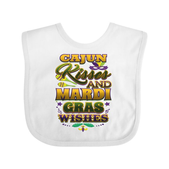 Inktastic Mardi Gras Wishes Cajun Kisses Boys or Girls Baby Bib