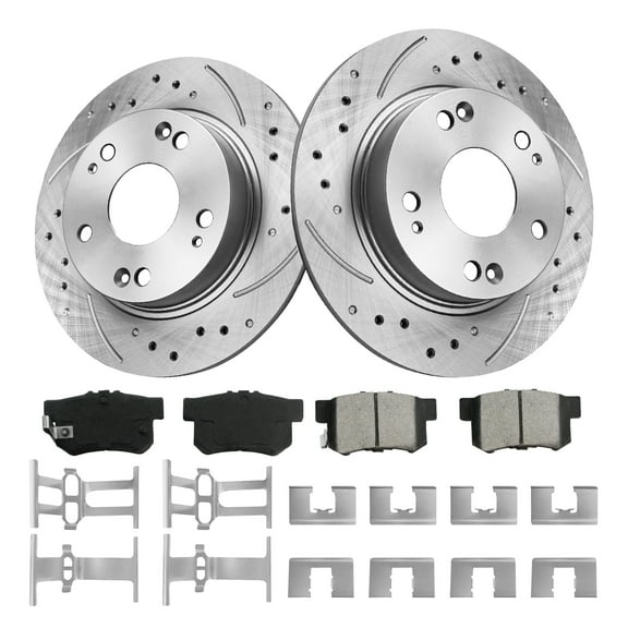 Aurogenix Brake Pads And Rotors Kit for 2005-2023 Nissan Frontier, 2005-2015 Xterra,Front Automotive Replacement Brake Kits 31412 D1094-8200 Drilled And Slotted Rotors Geomet 296mm(11.7in)
